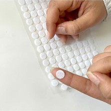 Magnet 108 Adet 1 cm Cırt Bant Yuvarlak Para Para, Arkası Yapışkanlı (Beyaz)
