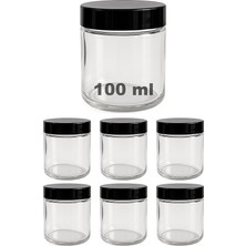 100 ml Cam Kavanoz Şeffaf 100 cc Krem Kavanozu Siyah Kapaklı Kozmetik Kavanoz 6 Adet