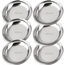 Boyu Garantili 6 Adet 20CM Paslanmaz Çelik Çukur Yemek Tabağı Büyükporsyon Sağlam Metal Tabak