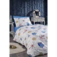 Pamuklu Tek Kişilik Nevresim Takımı Çocuk Desen Kırmızı Araba Desen + Lastikli Çarşaf +1 Ad