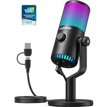 Oyun USB Mikrofon, Programlanabilir Pc Kondenser Mikrofon, Rgb Işıklı, Sessiz, Kazanç, Akış, P