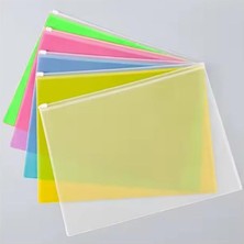 Şeffaf Fermuarlı Dosya 5 Renk 1 Paket Pvc Fermuarlı Evrak Dosyası 18X25CM Çıtçıtlı Belge Ev