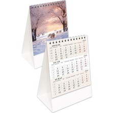 Mevsimler Piramit Masa Takvimi Dikey Masaüstü Takvim 12X19,5 cm