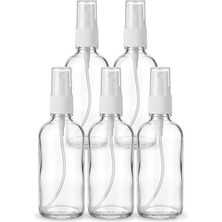5'li Boş Sprey Şişe Seti (100 Ml) - Seyahat, Dezenfektan ve Kolonya Için Şeffaf Fısfıs Şiş