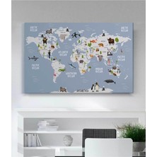 Eğitici Dünya Haritası Çocuk Odası Tabloları, 60 x 90