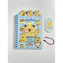 1 Arada Spiral Defter Capybara 11X16.5 cm Sticker Defteri Mavi