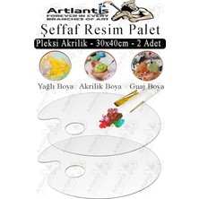Akrilik Resim Paleti 30X40 3mm 2 Adet Oval Palet Plastik Şeffaf Resim Boya Paleti Orta Boy Boyama T