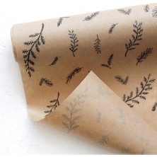 10LU Ambalaj, Paket Kağıdı, 70X100 cm Yaprak Desenli, Kraft-Siyah Tek Ebat
