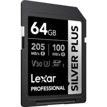 64GB Silver Plus Sd Uhsı V30 U3 205MB/S Hafıza Kartı