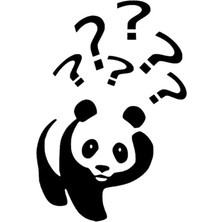 Kafasında Soru Işareti Olan Panda Sticker 15CM Çok Renkli, EY-1-178