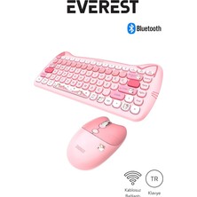 KM-6285 Catty Mini Wireless-Bluetooth Kablosuz Ultra Sessiz Özel Tasarımlı Q Klavye Mouse Set Pem
