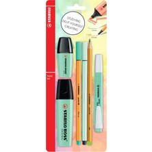 - Kalem Seti - Tek Pastel Renk - 6'lı Set - Yeşil