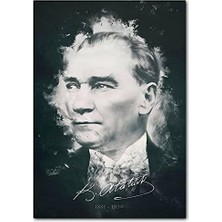 Ahşap Tablo Mustafa Kemal Atatürk Portresi ve Imzası Görseli