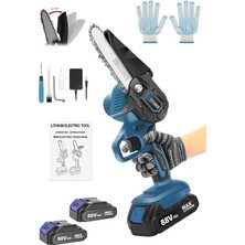 Alman 88 V 5 Ah Çift Akülü Dal Kesme 10 cm Palalı Budama Testere Bıçkı Makinesi Çantalı - S