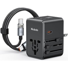 CP-5980 – 70W 3C2A Universal Seyahat Adaptörü (Type-C To Type-C Kablolu) Siyah