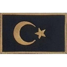 Nakış Turkey Türkiye Türk Bayrakları Nakış Işleme Arma Patch Peç 5x8 cm Siyah Gold