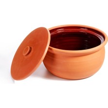 POTTERY%100 Doğal Içi Sırlı Büyük Boy Tencere Kahve 30 cm