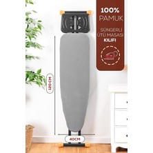 Isıya Dayanıklı 100% Pamuk Süngerli Ütü Masası Kılıfı - Buharlı Ütüleme Uyumlu 120X40CM