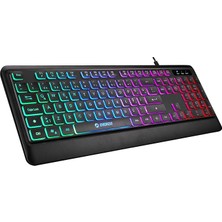 Rampage KB-2025 Siyah USB Rainbow Backlight Membrane Gaming Oyuncu Klavye