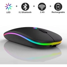 Vıa S50 - L50 11" Tablet Için Uyumlu Rgb LED Işıklı Bluetooth+2.4ghz Kablosuz Şarjlı Mouse Si