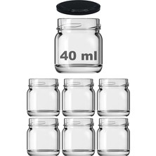 40 ml Farklı Boyutlarda Kavanoz 40 cc Konserve Metal Kapaklı Cam Kavanoz 6 Adet (Şeffaf, 40 Cc)