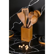 Parça ' Pro ‘ Bambu Temizlemesi Kolay Teak (Tik) Ağacı Kutulu Ahşap Kaşık, Tahta Kaşık Mut