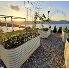 Bahçe Yatağı Seti Metal 195X60X43CM Modüler Sebze Yatağı (6 Farklı Kurulum) Bej