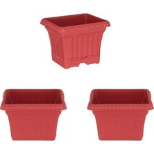 Balkon Saksı Seti – Mercan Kırmızı | Plastik Tabaklı, Farklı Boylarda | 2.2 Litre Hacim