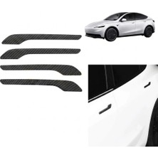 Otohousse Tesla Model 3 Y Uyumlu Karbon Dış Kapı Kolu Koruyucu Kaplama Seti 4 Lü Siyah