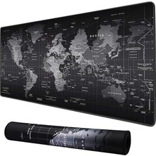 Gaming Mouse Pad 90X40 cm Geniş Dünya Haritası Desenli Kaymaz Tabanlı Dikişli Kenar Büyük Kla