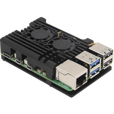 Pi 5 Çift Fanlı Alüminyum Kasa Soğutucu Muhafaza Kutusu
