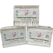 Pamuklu Kağıt Kulak Çubuğu, 3 Paket, Toplam 600 Adet