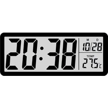 Dijital Duvar Saati 20X8 cm – USB & Pilli, Saat Tarih Sıcaklık Gösterimli, Modern Tasarım, Mas