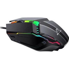 Kablolu Mouse, Rgb LED Işıklı, Gaming Oyun Uyumlu Mouse, 1600 Dpı, 4d Optik Sensör, Ergonomik Ta