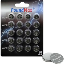 x Poundmax AG10 Düğme Hücresi LR1130 1,5V, Alkalin Pil