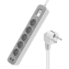 Metre Kablolu 5'li 2 USB Type-C 4000W 16AH Akım Korumalı Priz (Usb-5ın)
