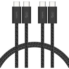 2'li Örgülü Usb-C - Usb-C Kablo, 1,5 M, 240 W, Yumuşak, Esnek ve Hızlı Şarj Kablosu, iPhone 1