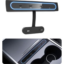 Model 3/y Için USB Şarj Cihazı - Çoklu Bağlantı Noktası ve Mavi LED Işıklı USB Hub