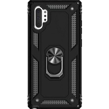 Samsung Galaxy Note 10 Pro Anka Serisi Yüzük Standlı Armor Kılıf - Siyah