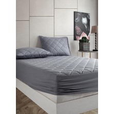 Yatak Koruyucu Alez Kapitone Gri RENK%100 Pamuk Fitted Alez Çarşaf 120 x 200