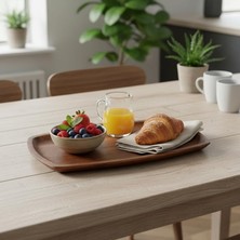 Akasya Ağacı Kayık Sunum Tepsisi (33X20 Cm) | Ahşap Servis ve Kahve Tepsisi | Peynir, Şarküter