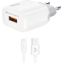 Lightning USB Girişli 3.0 Hızlı Şarj Aleti, Yüksek Hızda Şarj Eder. Güvenli Şarj Için Akı