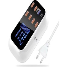 8 Port USB Hızlı Şarj Istasyonu Qc 3.0 + Type-C Amper LED Göstergeli Akım Koruma 1.5m Kablo Be