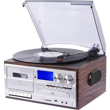 Pikap Kaset CD Çalar Bluetoothlu Kumandalı Radyo Mp3 USB 33-45-78 Lik Plakla