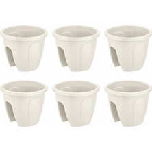 Opal Yuvarlak Balkon Küpeşte Saksı 7.5 Lt Kirli Beyaz 6 Adet