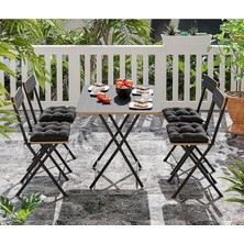Kişilik Minderli Bistro Takım Bahçe Masa Sandalye Füme 1432