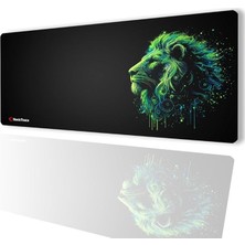 Ultragrand Siyah ve Neon Yeşili Aslan Dikişsiz Xxl Gaming Oyuncu Masaüstü Klavye Mouse Pad 40X90