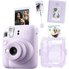 Mini 12 Fotoğraf Makinesi-10'lu Film-Kıskaçlı Stand-Pvc Albüm ve Simli Pleksi Kılıf Seti (Lil