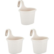 Askılı Balkon Saksı Seti, 22.2 Cm, 3 Litre, 3 Adet, Beyaz