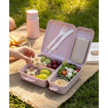 BURADABULDUN Titiz Takeaway Beslenme Kabı Seti Bölmeli Lunch Box Çatal Bıçak Dahil Bpa Free
